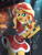 Size: 4926x6480 | Tagged: safe, artist:emeraldblast63, sunset shimmer, equestria girls, g4, christmas, clothes, costume, female, holiday, microphone, santa costume, singing, solo