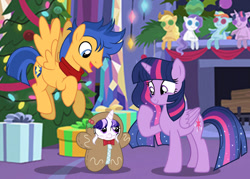 Size: 1055x757 | Tagged: safe, artist:xxseveruseclipsexx, flash sentry, twilight sparkle, oc, oc:severus eclipse, alicorn, pegasus, pony, g4, base used, bipedal, christmas, christmas tree, clothes, costume, ethereal mane, ethereal tail, family, female, filly, fireplace, foal, gingerbread man, hearth's warming doll, holiday, holly, male, mare, offspring, parent:flash sentry, parent:twilight sparkle, parents:flashlight, present, scarf, ship:flashlight, shipping, stallion, straight, tail, tree, twilight sparkle (alicorn), twilight's castle, ultimate twilight