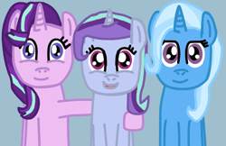 Size: 826x536 | Tagged: safe, artist:princessstar022, starlight glimmer, trixie, oc, g4, female, lesbian, magical lesbian spawn, offspring, parent:starlight glimmer, parent:trixie, parents:startrix, ship:startrix, shipping