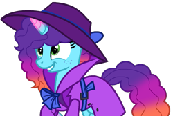 Size: 987x662 | Tagged: safe, artist:loladreamteam, misty brightdawn, pony, unicorn, g4, g5, my little pony: make your mark, clothes, coat, cute, detective, detective misty, fedora, female, hat, mare, mistybetes, rebirth misty, simple background, solo, transparent background, trenchcoat