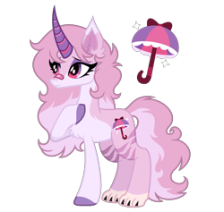 Size: 1582x1500 | Tagged: safe, artist:strawberry-spritz, oc, oc only, hybrid, unicorn, female, interspecies offspring, offspring, parent:discord, parent:fleur-de-lis, parents:fleur-de-cord, simple background, solo, transparent background