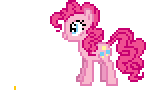 Size: 146x90 | Tagged: safe, artist:deathpwny, pinkie pie, earth pony, pony, g4, animated, blinking, desktop ponies, eyes closed, female, flower, mare, pixel art, simple background, smelling, solo, sprite, transparent background