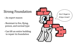 Size: 1340x860 | Tagged: safe, artist:purblehoers, oc, oc only, oc:strong foundation, pony, unicorn, blue eyes, brick, brick wall, bricks, dialogue, female, looking at you, mare, ms paint, red mane, reference sheet, simple background, solo, standing, text, white background