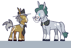 Size: 2048x1394 | Tagged: safe, artist:goatpaste, cloudy quartz, igneous rock pie, donkey, earth pony, pony, g4, alternate design, duo, simple background, species swap, white background