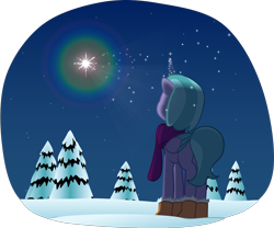 Size: 2252x1870 | Tagged: safe, artist:equestriaexploration, shiny sparks, alicorn, pony, g5, snow, solo, stars, tree