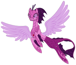 Size: 3764x3234 | Tagged: safe, artist:mlgtrap, aria blaze, half-siren, hybrid, pony, siren, equestria girls, g4, ascension enhancement, gem, high res, nightmarified, ponified, simple background, siren gem, siren tail, solo, transparent background, webbed wings