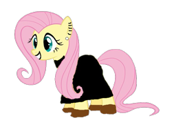 Size: 583x428 | Tagged: artist needed, safe, edit, edited screencap, screencap, fluttershy, pegasus, pony, g4, 1000 hours in ms paint, black dress, black lipstick, clothes, dress, ear piercing, earring, female, happy, jewelry, lipstick, low effort, mare, piercing, shoes, simple background, solo, transparent background