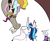 Size: 2048x1691 | Tagged: safe, artist:goatpaste, discord, shining armor, twilight sparkle, draconequus, pony, unicorn, g4, duo focus, gay, male, ship:shiningcord, shipping, simple background, unicorn twilight, white background