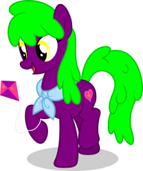 Size: 2000x2408 | Tagged: safe, artist:luckreza8, oc, oc only, oc:rose love, earth pony, pony, 2024 community collab, derpibooru community collaboration, earth pony oc, female, happy, heart, high res, inkscape, kite, simple background, solo, transparent background, vector