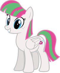 Size: 8159x10026 | Tagged: safe, artist:starryshineviolet, blossomforth, pegasus, pony, g4, absurd resolution, female, folded wings, grin, looking at you, mare, simple background, smiling, smiling at you, solo, transparent background, vector, wings