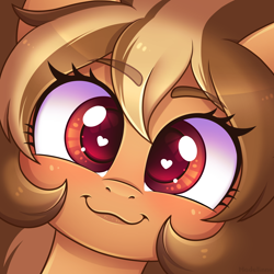 Size: 4000x4000 | Tagged: safe, artist:madelinne, oc, oc only, pony, :3, big eyes, blushing, bust, happy, heart, heart eyes, icon, portrait, solo, wingding eyes