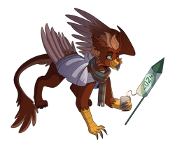 Size: 3300x2800 | Tagged: safe, artist:monnarcha, oc, oc only, oc:pavlos, griffon, original species, bandage, broken bone, broken wing, fireworks, folded wings, griffon oc, high res, injured, male, simple background, sling, transparent background, wings