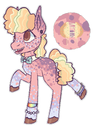 Size: 385x511 | Tagged: safe, artist:xcloudcuckoolanderx, oc, oc only, oc:gouda cheese, earth pony, pony, bowtie, bracelet, cutie mark, jewelry, offspring, parent:cheese sandwich, parent:pinkie pie, parents:cheesepie, simple background, smiling, solo, standing on two hooves, transparent background, unshorn fetlocks