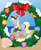 Size: 2700x3280 | Tagged: safe, artist:miipack603, derpy hooves, pegasus, fanfic:sandy hooves and "sea"-sons greetings, g4, beach, bow, cover art, fanfic art, female, fimfiction, hat, hearth's warming, high res, mailmare, mailmare hat, mailmare uniform, mare, ocean, ornament, sand, seashell, snow, solo, water, wreath