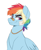 Size: 747x903 | Tagged: safe, artist:higglytownhero, rainbow dash, pegasus, pony, g4, bandage, bandaid, bandaid on nose, bust, feathered wings, female to male, folded wings, jewelry, looking at you, male, necklace, pegasus wings, portrait, rainbow blitz, rule 63, scar, simple background, smiling, solo, stallion, white background, wings