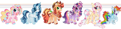 Size: 1920x460 | Tagged: safe, artist:mrufka69, applejack, fluttershy, pinkie pie, rainbow dash, rarity, twilight sparkle, alicorn, pony, g4, alternate design, augmented horn, horn, mane six, simple background, transparent background, twilight sparkle (alicorn)