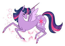 Size: 1920x1345 | Tagged: safe, artist:mrufka69, twilight sparkle, alicorn, pony, g4, colored hooves, eyes closed, female, hooves, horn, long horn, mare, simple background, slender, solo, stars, thin, thin legs, transparent background, twilight sparkle (alicorn)