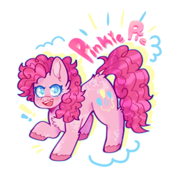 Size: 827x827 | Tagged: safe, artist:violetrambles, pinkie pie, earth pony, pony, g4, colored hooves, eyelashes, female, mare, markings, open mouth, open smile, simple background, smiling, solo, transparent background