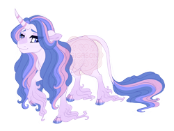 Size: 3600x2700 | Tagged: safe, artist:gigason, oc, oc only, oc:mellow melody, pony, unicorn, blue eyes, closed mouth, cloven hooves, coat markings, curved horn, eye clipping through hair, facial markings, feminine stallion, gradient hooves, gradient legs, high res, hooves, horn, leonine tail, lidded eyes, long feather, long fetlocks, magical lesbian spawn, male, multicolored hooves, obtrusive watermark, offspring, parent:fluttershy, parent:twilight sparkle, parents:twishy, raised hoof, simple background, smiling, solo, stallion, standing, star (coat marking), striped horn, tail, transparent background, unicorn oc, unshorn fetlocks, watermark