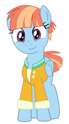 Size: 1280x2297 | Tagged: safe, artist:mandash1996, windy whistles, pegasus, pony, g4, parental glideance, clothes, cute, female, folded wings, freckles, jacket, looking at you, mare, simple background, smiling, smiling at you, solo, transparent background, vector, windybetes, wings