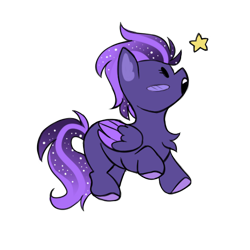 Size: 512x512 | Tagged: safe, artist:_candypone_, oc, oc only, oc:shadow galaxy, pegasus, pony, blushing, chibi, commission, ethereal mane, female, hooves, mare, open mouth, simple background, smiling, solo, starry mane, starry tail, stars, tail, transparent background