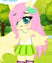 Size: 886x1076 | Tagged: safe, artist:80ssuperstar, fluttershy, anthro, equestria girls, g4, clothes, female, gacha club, pony ears, solo, wings