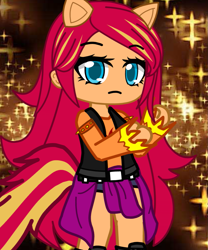 Size: 897x1080 | Tagged: safe, artist:80ssuperstar, sunset shimmer, anthro, equestria girls, g4, clothes, female, gacha club, pony ears, solo, tail