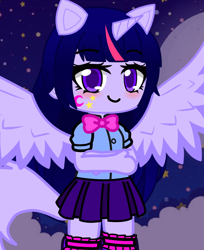 Size: 882x1080 | Tagged: safe, artist:80ssuperstar, twilight sparkle, anthro, equestria girls, g4, clothes, female, gacha club, horn, pony ears, solo, tail, wings