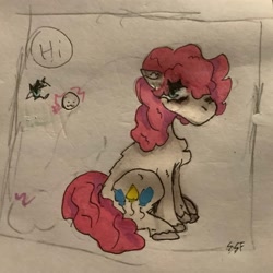 Size: 2172x2172 | Tagged: safe, artist:s0mestupidfrog, pinkie pie, earth pony, pony, g4, female, high res, pinkamena diane pie, sad, solo, tired, traditional art