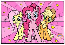 Size: 3161x2166 | Tagged: safe, artist:efegirl4, applejack, fluttershy, pinkie pie, earth pony, pegasus, g4, colored, coloring page, female, high res, pink
