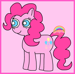 Size: 2152x2141 | Tagged: safe, artist:efegirl4, pinkie pie, earth pony, pony, g4, female, high res, pink background, simple background, solo