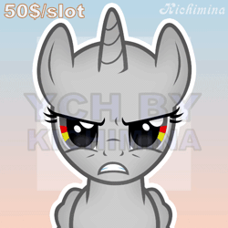 Size: 500x500 | Tagged: safe, artist:kichimina, pony, g4, advertisement, angry, animated, breath, breathing, bust, colored, commission, female, gif, gradient background, gritted teeth, half body, horn, looking at you, loop, mare, perfect loop, show accurate, signature, solo, steam, teeth, vector, watermark, wings, ych animation, your character here
