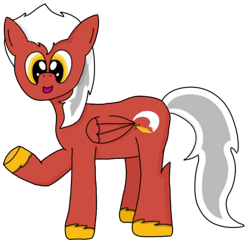 Size: 1074x1040 | Tagged: safe, artist:auro, oc, oc only, oc:copper blade, pegasus, pony, 2024 community collab, derpibooru community collaboration, hooves, looking at you, male, newbie artist training grounds, pegasus oc, simple background, solo, transparent background, waving, wings