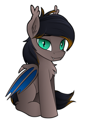 Size: 1936x2493 | Tagged: safe, artist:andaluce, oc, oc only, oc:black night, oc:blackie, bat pony, pony, 2024 community collab, derpibooru community collaboration, chest fluff, ear fluff, male, simple background, solo, stallion, transparent background