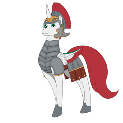 Size: 2000x2000 | Tagged: safe, artist:saint boniface, oc, oc only, alicorn, pony, armor, female, helmet, high res, mare, roman, simple background, solo, white background