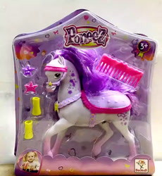 Size: 800x871 | Tagged: safe, horse, pony, baobab (toy company), bootleg, bridle, clothes, comb, female, gradient legs, irl, leg warmers, mare, photo, poneez, raised hoof, saddle, simple background, stars, tack, toy, white background