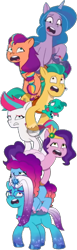 Size: 258x840 | Tagged: safe, edit, edited screencap, editor:pascalmulokozi2, screencap, comet (g5), hitch trailblazer, izzy moonbow, misty brightdawn, pipp petals, sparky sparkeroni, sunny starscout, zipp storm, auroricorn, dragon, earth pony, pegasus, pony, unicorn, crystal ball (episode), g5, my little pony: tell your tale, spoiler:g5, spoiler:my little pony: tell your tale, spoiler:tyts01e68, background removed, female, male, mane five, mane seven (g5), mane six (g5), mane stripe sunny, mare, not a vector, pony pile, rebirth misty, simple background, stallion, tower of pony, transparent background