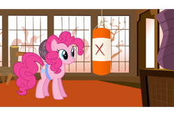 Size: 900x600 | Tagged: safe, artist:simonstudio587, pinkie pie, earth pony, g4, dojo, female, martial arts