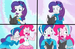 Size: 2266x1488 | Tagged: safe, artist:artsymlp12, pinkie pie, rarity, human, undead, zombie, equestria girls, g4, caroling, clothes, comic, dress, duo, long dress, long skirt, no dialogue, skirt, victorian, victorian dress, victorian rarity, wat