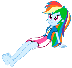 Size: 1956x1856 | Tagged: safe, artist:paco777yuyu, artist:zacatron94, edit, rainbow dash, human, equestria girls, g4, barefoot, feet, female, simple background, smiling, soles, solo, transparent background