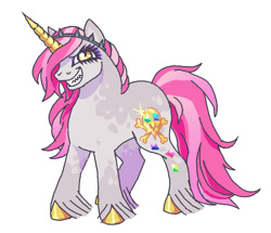 Size: 980x843 | Tagged: safe, oc, oc only, crystal pony, unicorn, female, simple background, solo, white background