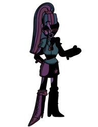 Size: 791x1024 | Tagged: safe, artist:spytherealone, sci-twi, twilight sparkle, human, equestria girls, g4, alternate design, alternate universe, boots, clothes, creepy, creepy smile, creepypasta, cutie mark on clothes, dark eyes, exe, female, looking at you, nightmare fuel, oven mitts, shadow, shoes, simple background, skirt, smiling, smiling at you, solo, starved, teeth, transparent background