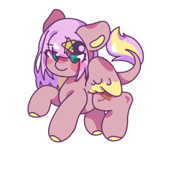 Size: 1080x1080 | Tagged: artist needed, safe, oc, oc only, unnamed oc, pegasus, pony, 2024 community collab, my little pony: tell your tale, green eyes, purple hair, simple background, solo, transparent background, wings, yellow hair