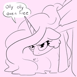Size: 2048x2048 | Tagged: safe, artist:pigzfairy, part of a set, princess celestia, g4, celestia is not amused, description is relevant, dialogue, high res, horn, huff, sketch, solo, unamused