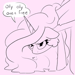 Size: 2048x2048 | Tagged: safe, artist:pigzfairy, part of a set, princess celestia, alicorn, pony, g4, celestia is not amused, description is relevant, dialogue, high res, horn, huff, sketch, solo, unamused