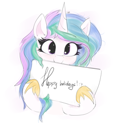 Size: 4000x4000 | Tagged: safe, artist:ser-p, princess celestia, pony, g4, absurd resolution, cute, cutelestia, female, looking at you, mare, simple background, smiling, smiling at you, solo, white background