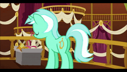Size: 1920x1080 | Tagged: safe, artist:jargon scott, edit, edited screencap, editor:pashkek, screencap, lyra heartstrings, horse, pony, unicorn, g4, animated, box, butt, close-up, extreme close-up, eyes closed, female, hoers, mare, meme, plot, ponified animal photo, ponyville town hall, solo, sound, town hall, webm, whiskers
