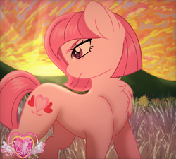 Size: 1851x1668 | Tagged: safe, artist:muhammad yunus, oc, oc only, oc:annisa trihapsari, earth pony, pony, base used, female, ibispaint x, mare, solo, sunset, watermark