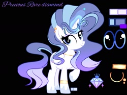 Size: 1715x1279 | Tagged: safe, artist:mythicalsentrymlp, oc, oc only, oc:precious rare diamond, pony, unicorn, g4, base used, black background, female, mare, offspring, parent:fancypants, parent:rarity, parents:raripants, simple background, solo