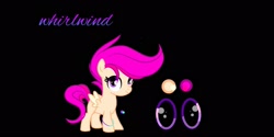 Size: 1537x769 | Tagged: safe, artist:mythicalsentrymlp, oc, oc only, oc:whirlwind, pegasus, pony, g4, black background, female, filly, foal, offspring, parent:rumble, parent:scootaloo, parents:rumbloo, simple background, solo